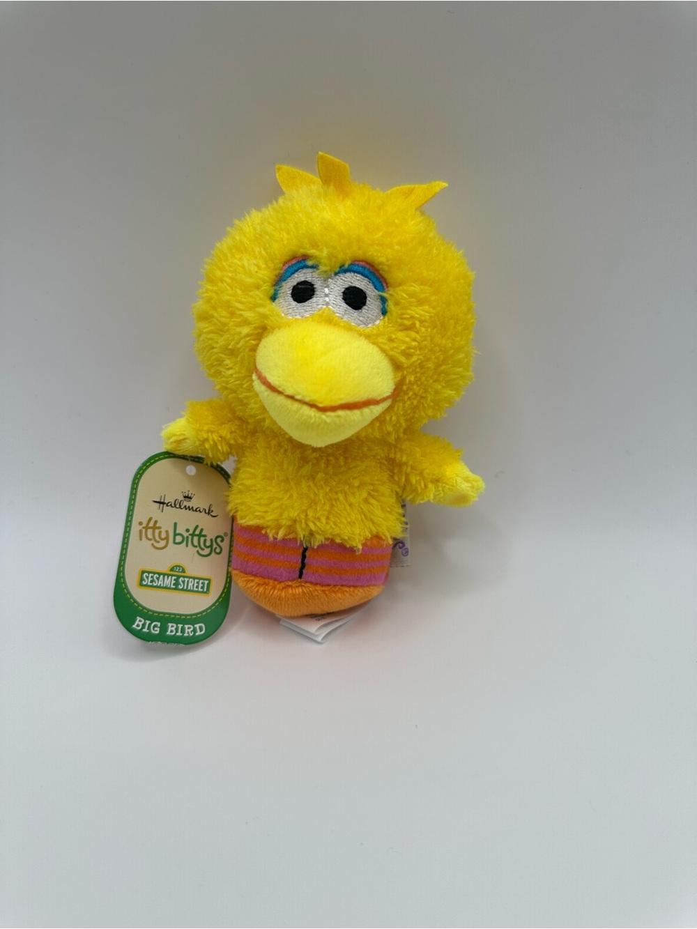 Hallmark Itty Bittys Big Bird Plush - Yellow with Orange & Pink Stripe